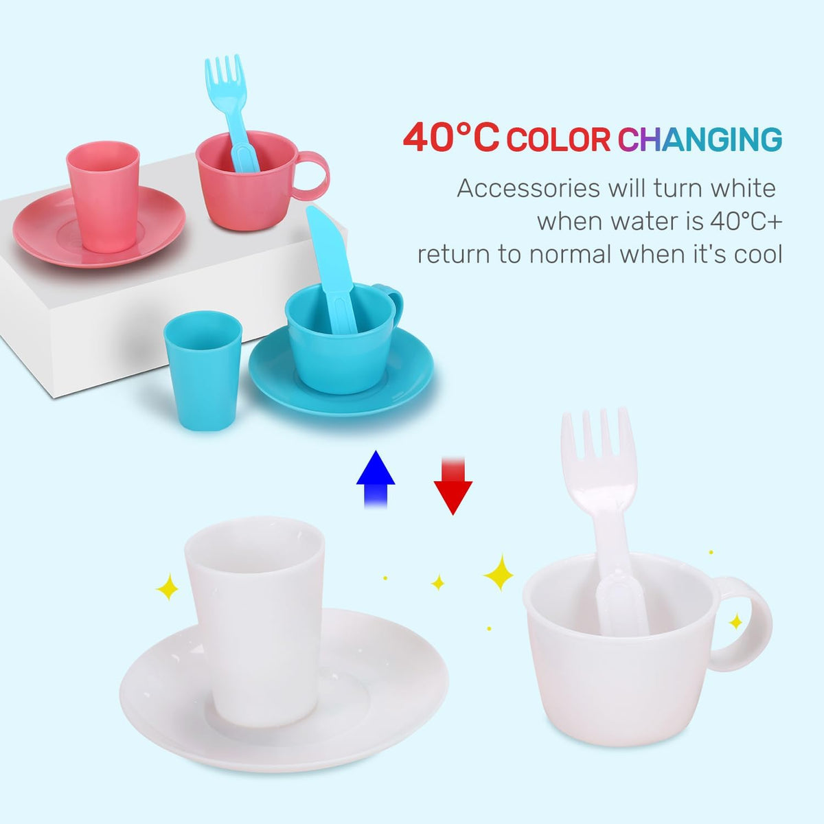 CUTE STONE Color Changing Kitchen Sink Toys - Light Blue - image 3