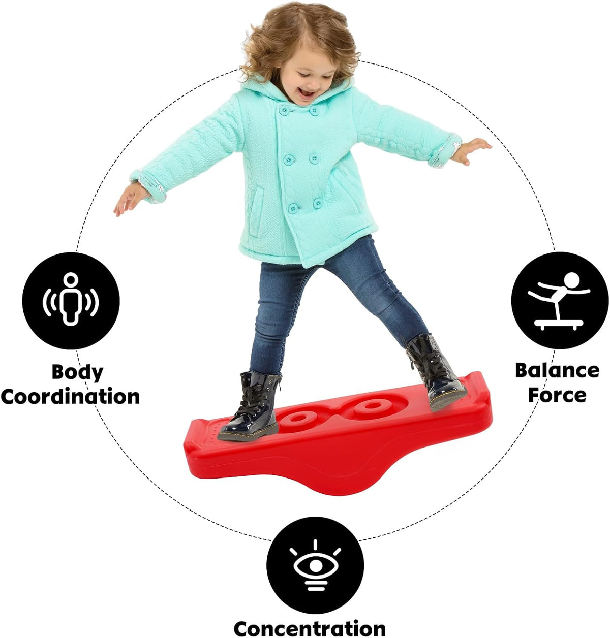 Joonly blue kids balance board rocking seesaw with 5 wooden balls - view 10