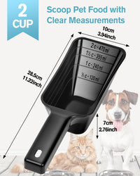2 Cup Dog Food Scoop, Plastic Pet Food Scoop with Measuring Lines for Accurate Pet Food - Black and Blue - image 2
