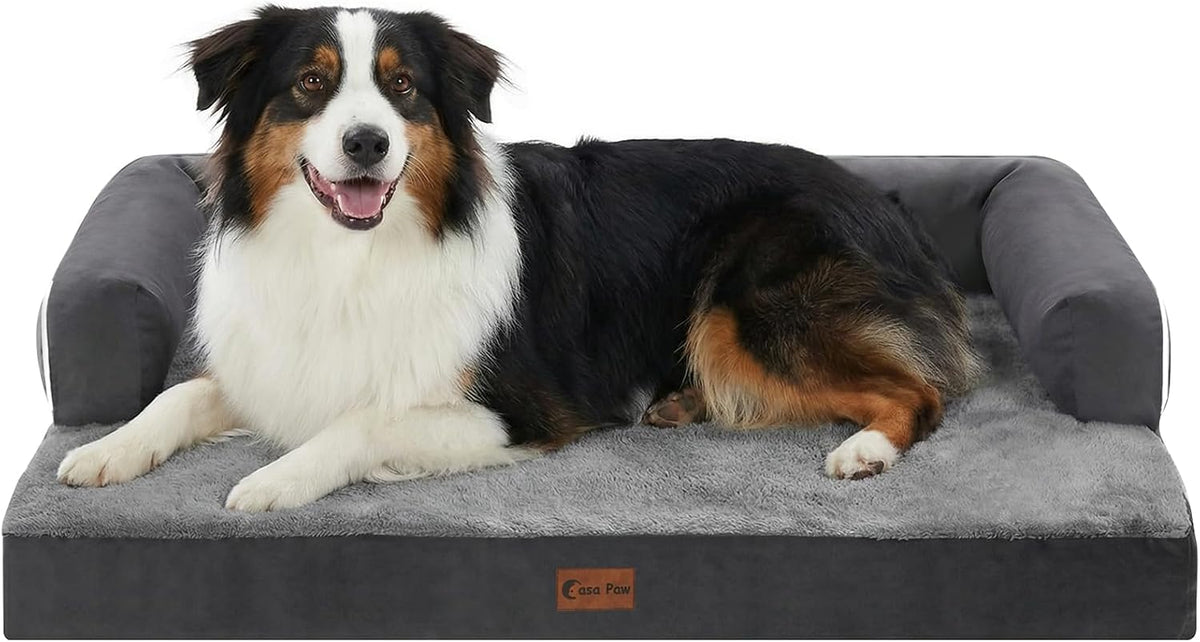 Orthopedic Washable Dog Bed for Extra Large Dogs - Dark Grey / 35.0"L x 22.0"W x 7.0"Th