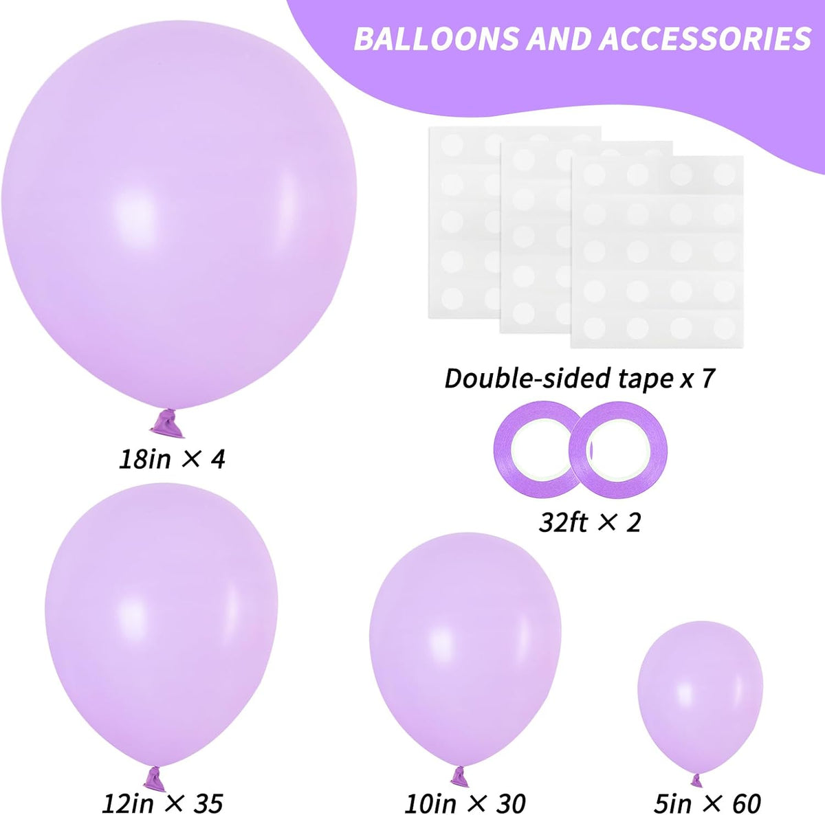 RUBFAC Gold Balloons Different Sizes Chrome Gold Balloon Arch Kit - Pastel Purple - image 2