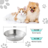 Cat Bowls, 304 Stainless Steel Non-Slip Wide Shallow - 2 Basic Bowls - image 2