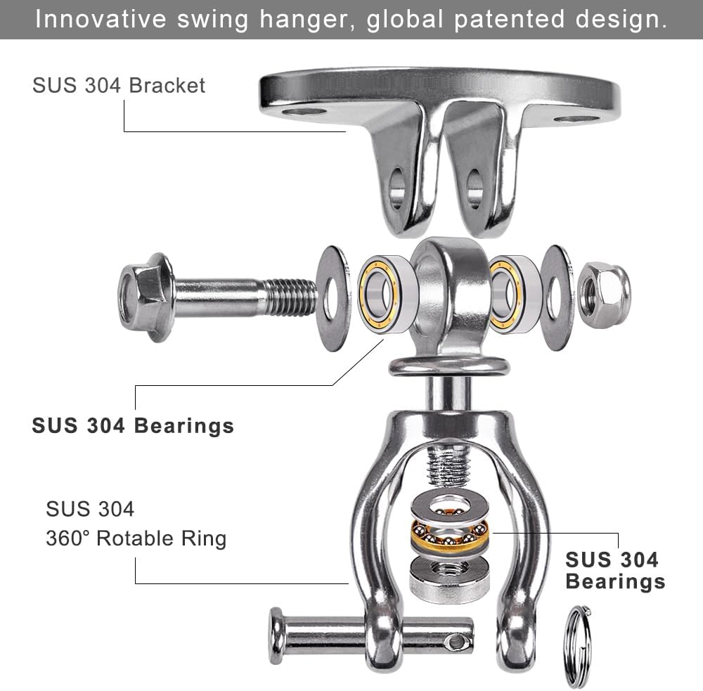SELEWARE Silent Bearing Swivel Swing Hanger Stainless Steel Swing - Bearing Swing Hanger With Chain & Straight Spring - image 3