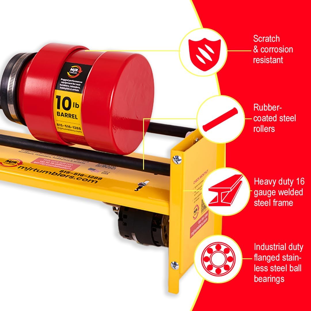 MJR Tumblers 40lb heavy duty rock tumbler with powder-coated steel frame and rubber rollers - view 15