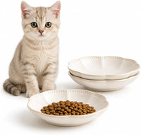 Mecaikru Ceramic Cat Food Bowls - ivory white / 5.5in / cloud pearl