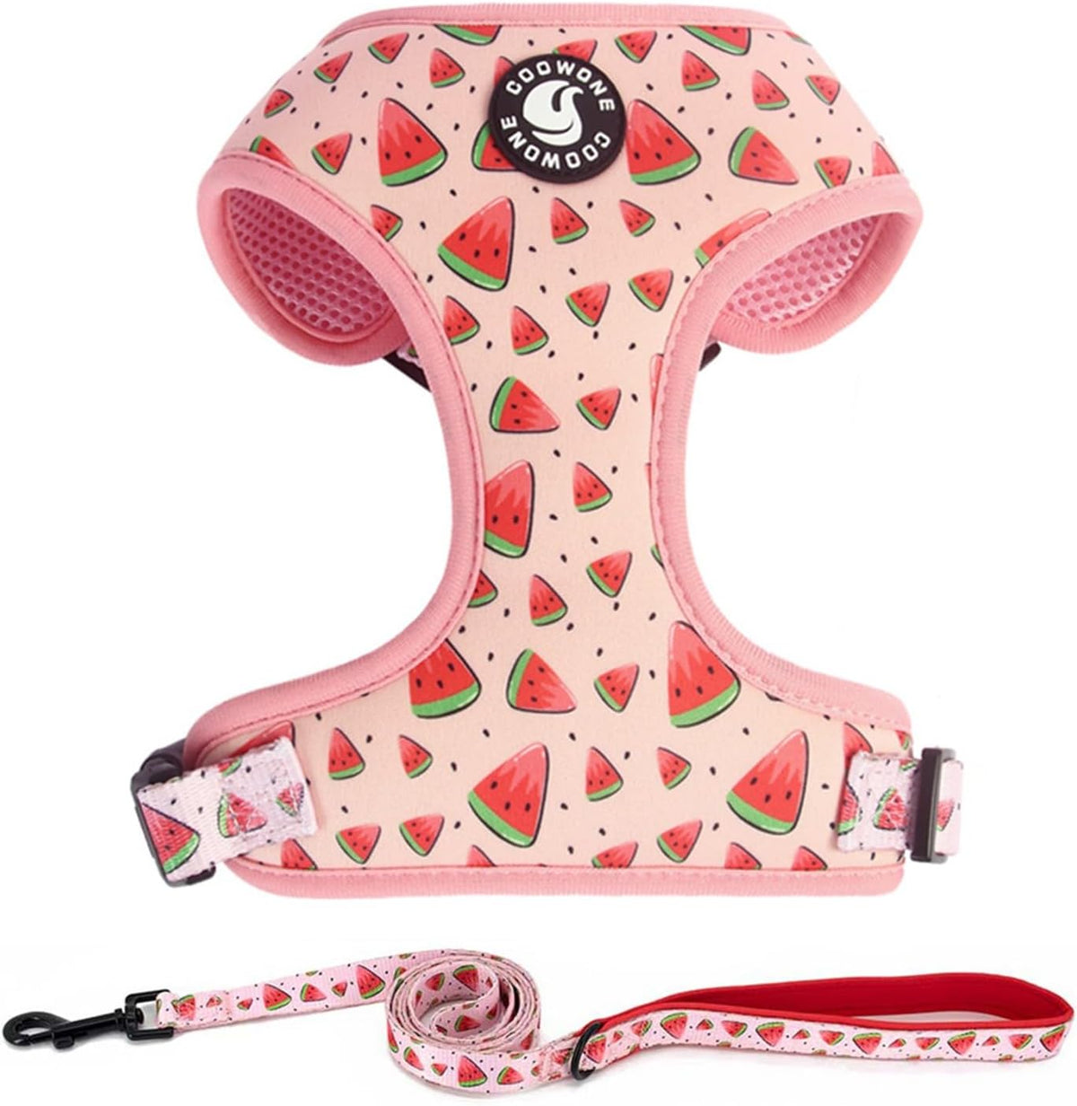 Dog Harness and Leash Set, Adjustable Dog Harness, Dog Leash - Watermelon / S(Chest 13 - 19", Neck 9.5 - 13.1")