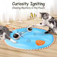 Migipaws Interactive Cat Ball Toy Set, Fun Tracker, Glowing Chase Ball with MystiChaser Pouch, Fluffy Tail, A Small Mice (White)