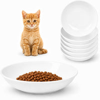 Ceramic Cat Food Bowls 6 Pack - White - No Pads