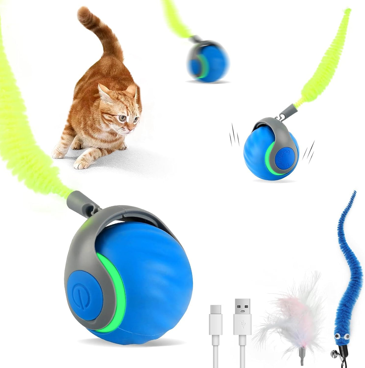 Interactive Cat Toys for Indoor Cats​​-​​Rechargeable​​ Moving ​​Cat