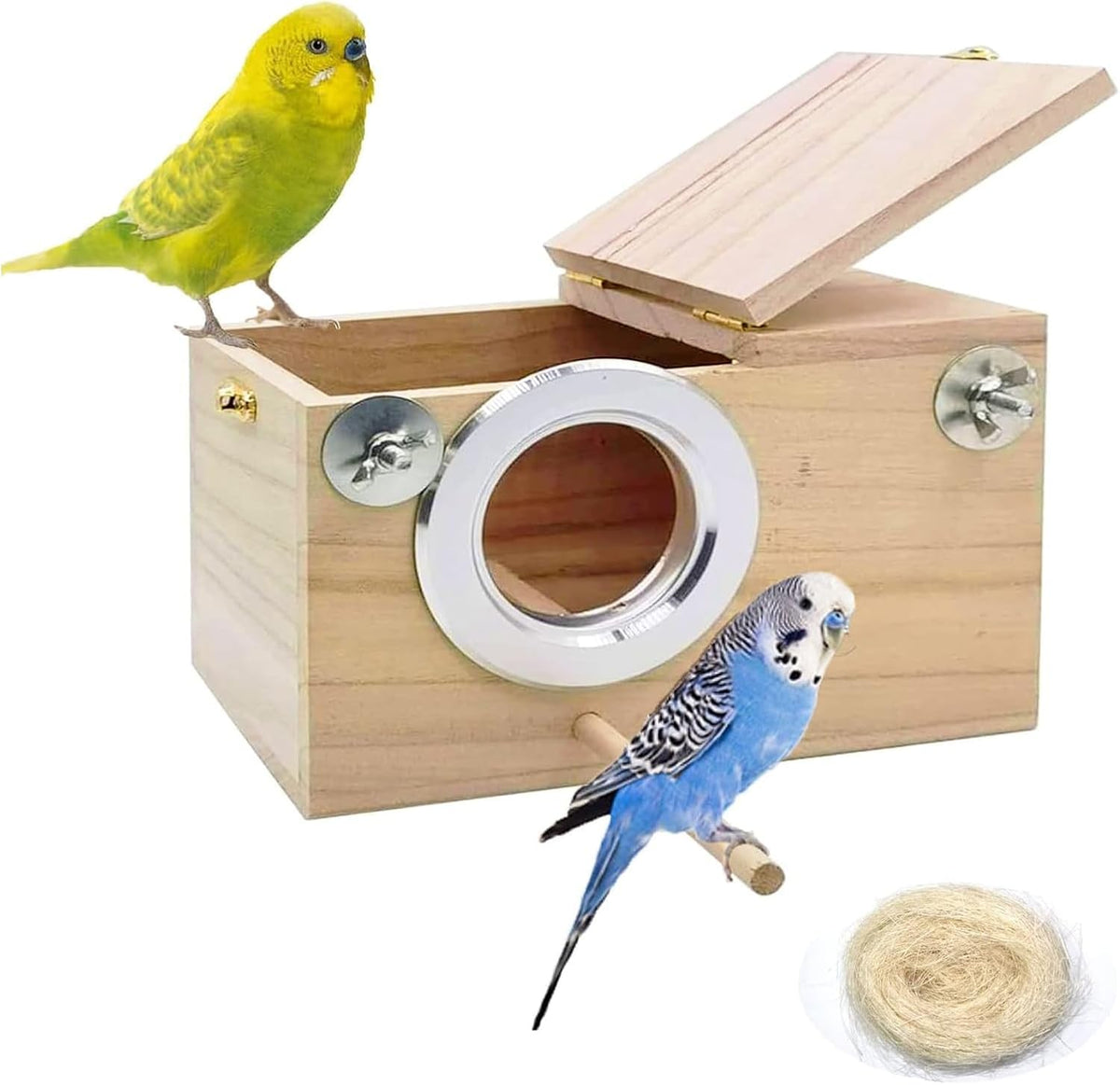 Parakeet Nesting Box, Wood Bird Nest House for Cage - S-7.87 x 4.72 x 4.72in