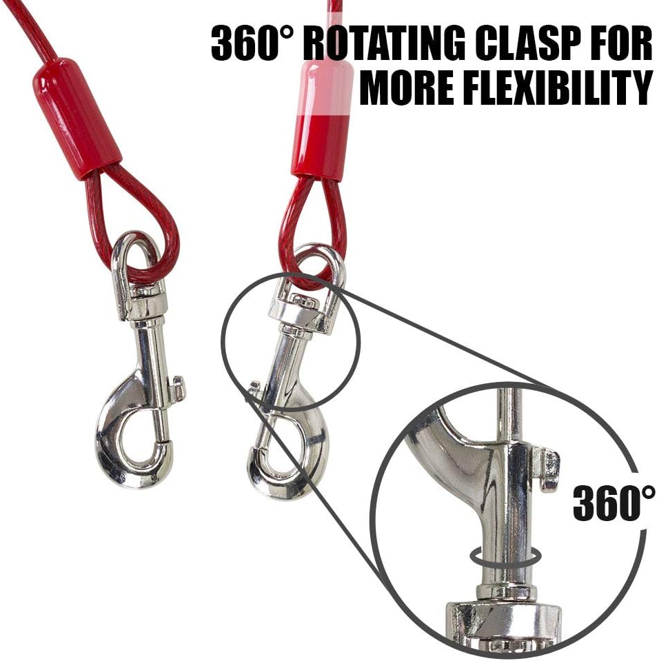 BV Dog Tie Out Cable 30 Feet - 125lbs/ 30ft/ Red / Pair - image 2