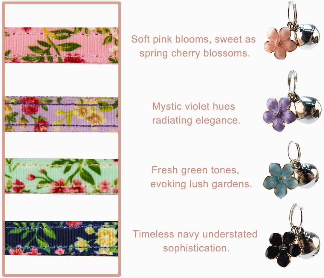 Yizepet Cat Collars with Bells, Breakaway Kitten Collar - flower - image 3