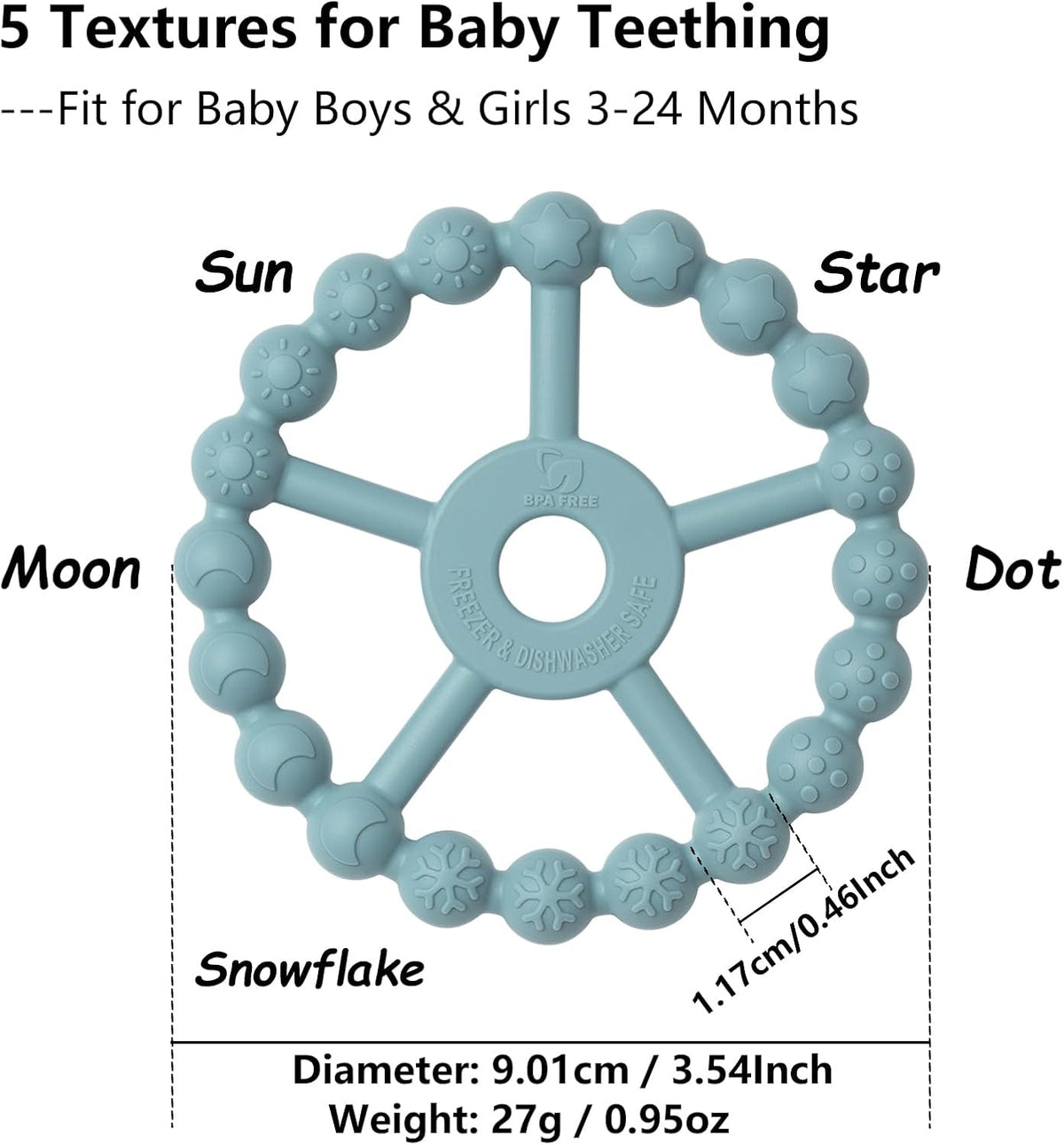 3 Pack Ring Teether Baby Infant Toys, Baby Essentials - Brown Green Blue - image 2