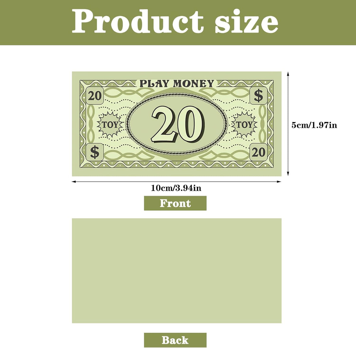 Sotiff play money for kids, 800 bills in 8 denominations - view 2