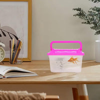 Plastic Turtle Fish Tank with Handle, Clear Aquarium Container for Small Pets, Tortoise Habitat, Goldfish Bowl, Reptile Transport Box, 5.11 X 3.54 X 3.54 Inch