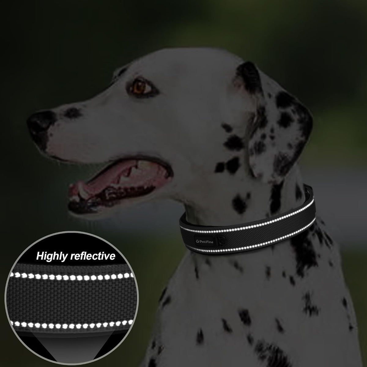 PetiFine Dog Collars for Medium Dogs - Black / X-Large (23"-27") - image 4