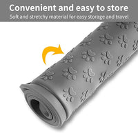 Ptlom Grey Pet Placemat for Dog and Cat, Waterproof Non-Slip Silicone Feeding Bowl Mat Prevent Food and Water Overflow, Puppy Dish Feeder Fountain Trays Suitable for Medium and Small Pets