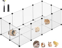 SONGMICS Pet Playpen with Floor, Small Animal Playpen – Essentials for Small Pets - White / 20 Panels - 56.3"L x 28.7"W x 18.1"H