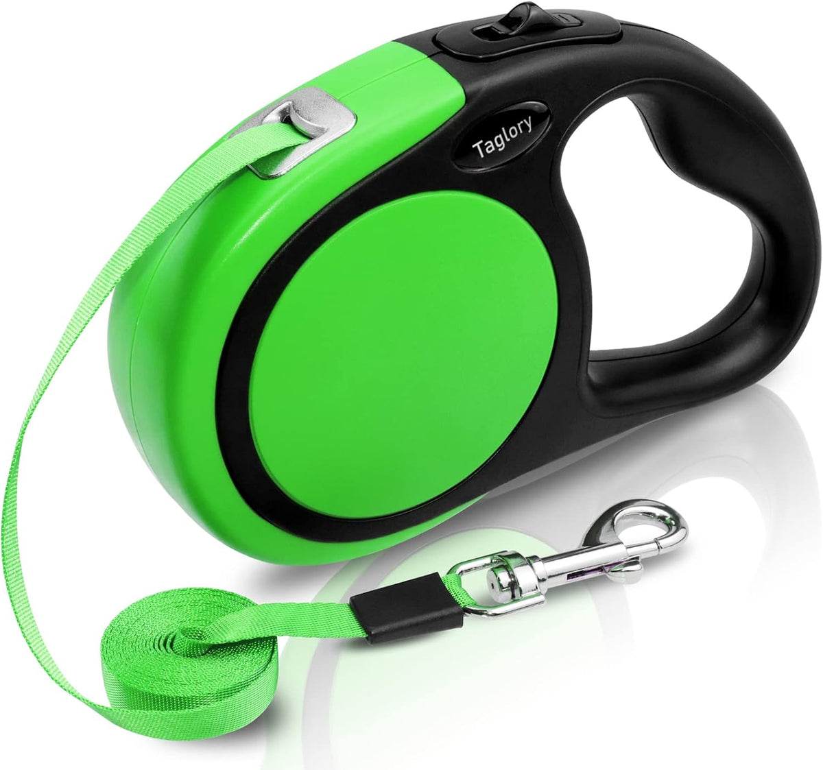 Taglory Retractable Dog Leash, One-Handed Brake, Up to 44 lbs - Green / Medium