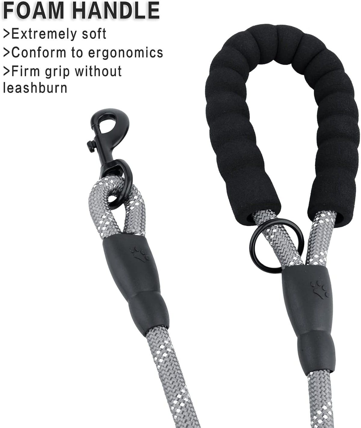 Plutus Pet Rope Dog Leash with Double Handles, Reflective - Rope-Gray - image 4