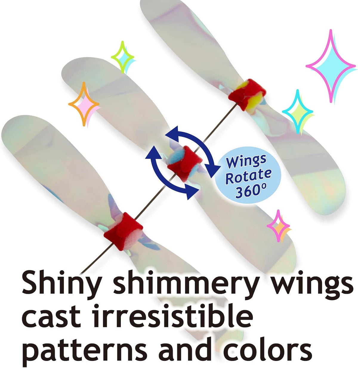 猫壱 NECOICHI Crinkly Critters Dancing Dragonfly Trio Wire Cat Wand - Dancing Dragonfly Trio Cat Wand (Pack of 3) - image 3