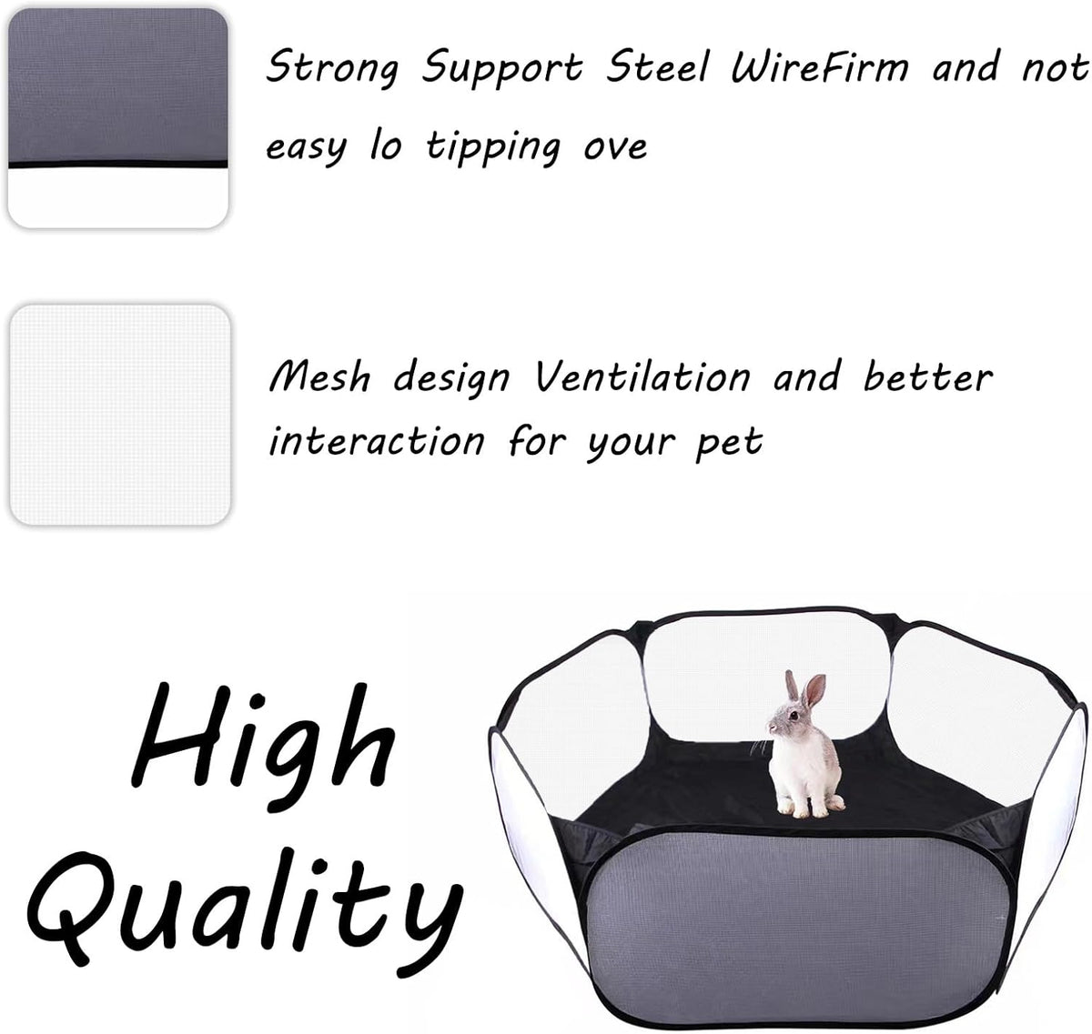 Small Animals Playpen, Portable Pop-up Open Interactive Pet Tent - Black - image 4