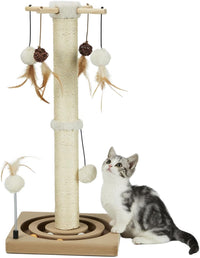 PEEKAB Cat Scratching Post Sisal Scratch Posts for Indoor Kittens - 25 inches Double Orbit
