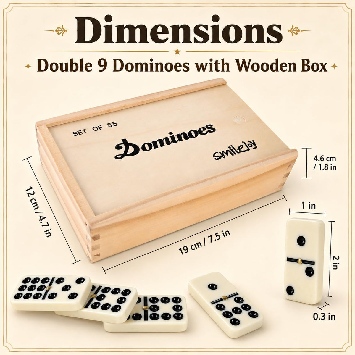 Smilejoy Double Six Dominoes Set for Adults - D9+ Medium - image 2