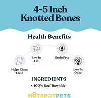 hotspot pets 4-5 Inch Rawhide Dog Chew Bones - Made from Grass Fed Brazilian Cows - Great for Dental & Oral Care -for Medium Chewers (30 Pack)