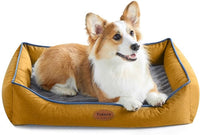 Orthopedic Dog Beds for Medium Dogs, Durable Egg Crate Foam Sofa Dog Bed wit Washable Removable Cover,Waterproof Lining,Pet Bed for Large Dogs (Mustard Yellow, 31.5" L x 25.2" W x 7" Th)