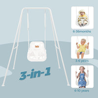 FUNLIO Toddler Swing with Foldable Metal Stand for Toddlers Aged 1~10 - White - image 2