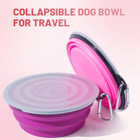 SLSON Dog Bowls Pet Collapsible Bowl with Cover Lids - Pink and Purple / Large Two-Tone - image 2