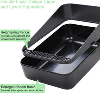 Open Cat Litter Box:Odor Reducing Anti Splash Design – Daily Care for Cats - Black Small - image 3