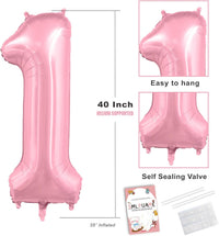40 Inch Gold Number 1 Balloon - Pastel Pink / 40 Inch Number 0 - image 4