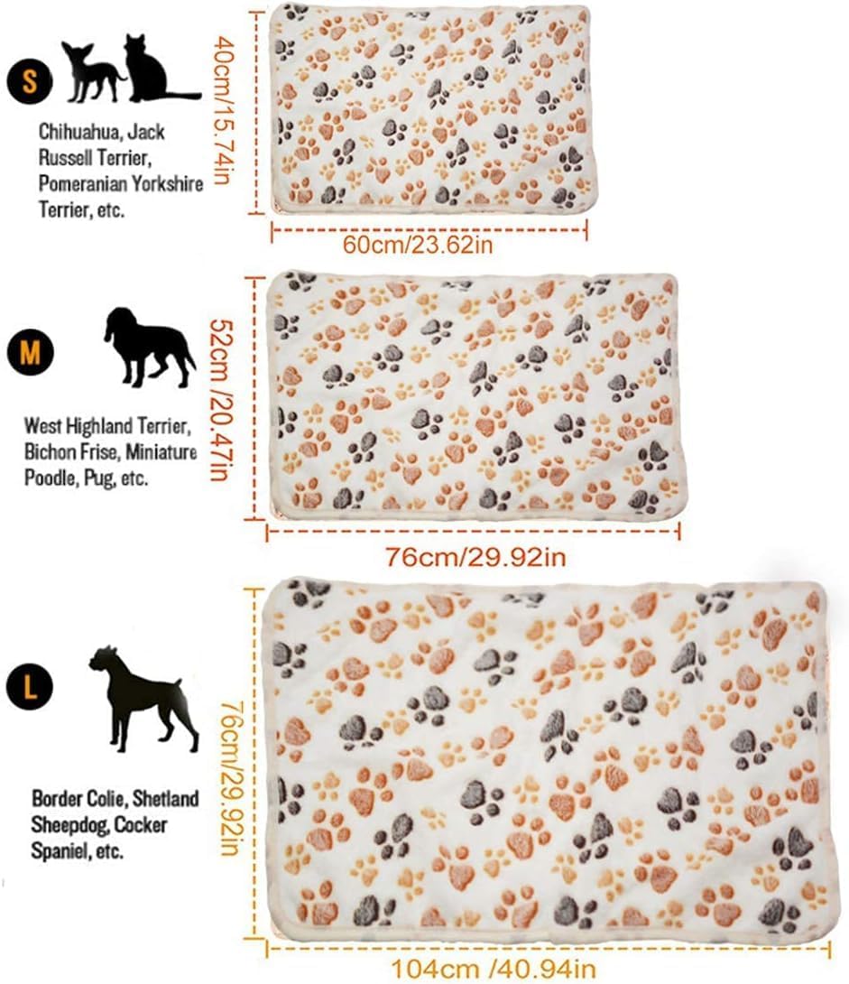 1 Pack 3 Puppy Blanket, Fleece Pet Small Dog Blanket for Puppy Cat, 40"x30" – Essentials for Dogs - Small(23"x15") / White Paw - image 3