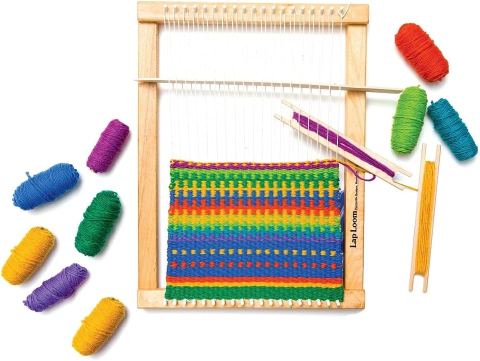 Harrisville Designs Friendly Loom LapLoom tapestry weaving kit with hardwood frame, wool yarn and sh - view 2