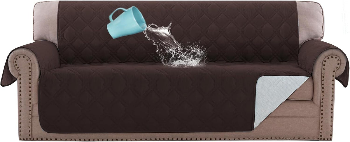 H.VERSAILTEX Sofa Cover Couch Cover for Dogs with Elastic Straps 100% - Brown / Slipcover-Sofa