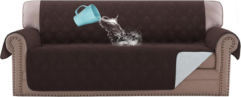 H.VERSAILTEX Sofa Cover Couch Cover for Dogs with Elastic Straps 100% - Brown / Slipcover-Sofa