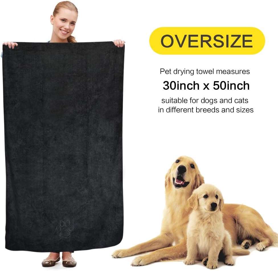 KinHwa Dog Towels for Drying Dogs - 30inchx50inch / Black - image 2