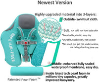 Mambobaby Float with Canopy UPF 50+ and Tail Non-Inflatable Baby Pool - Cloth Dinosaur Green - image 2