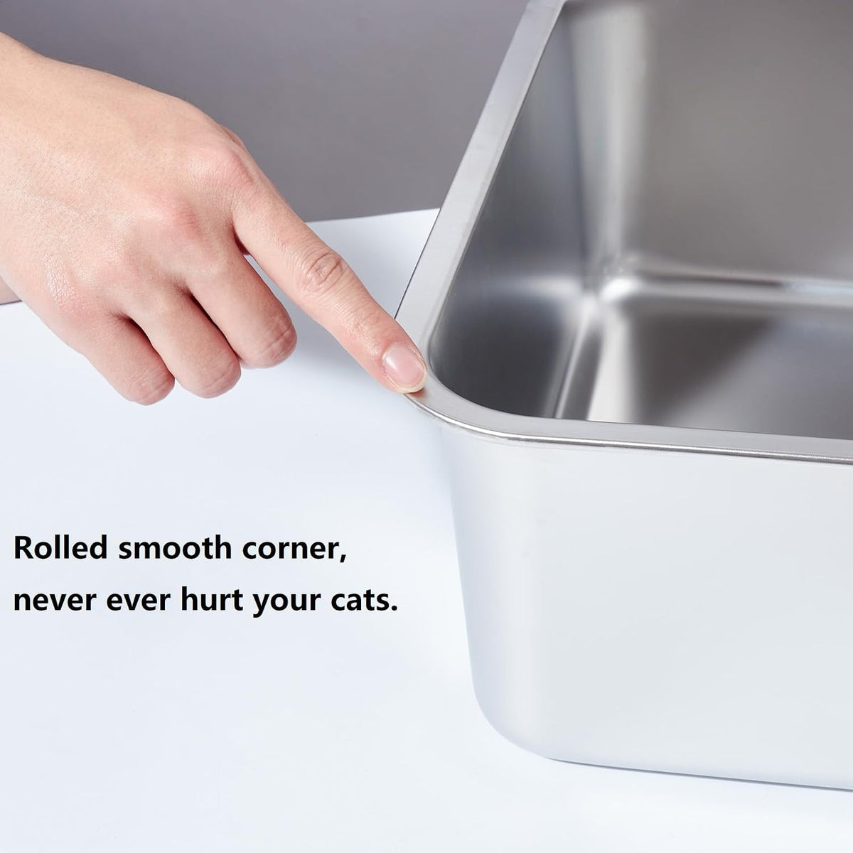 Stainless Steel Litter Box - Medium:17.7"x13.8"x6" - image 3