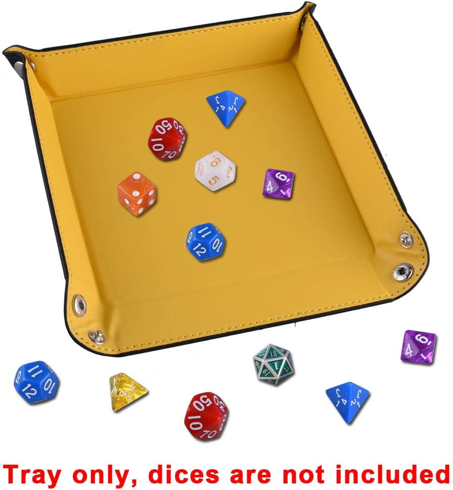 SIQUK 6 Pieces Dice Tray PU Leather Dice Rolling Tray Folding Square - Red, Green, Blue, Yellow, Violet, Black - image 4
