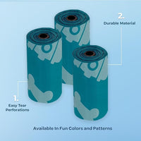 Best Pet Supplies Dog Poop Bags (150 Bags) for Waste Refuse Cleanup, Doggy Roll Replacements for Outdoor Puppy Walking and Travel, Leak Proof and Tear Resistant, Thick Plastic - Turquoise