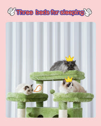 Cat Tree, 74" Tower for Large Cats, Big Condo & Hammock GCT030G – Essentials for Cats - 74 inch / Green - image 4