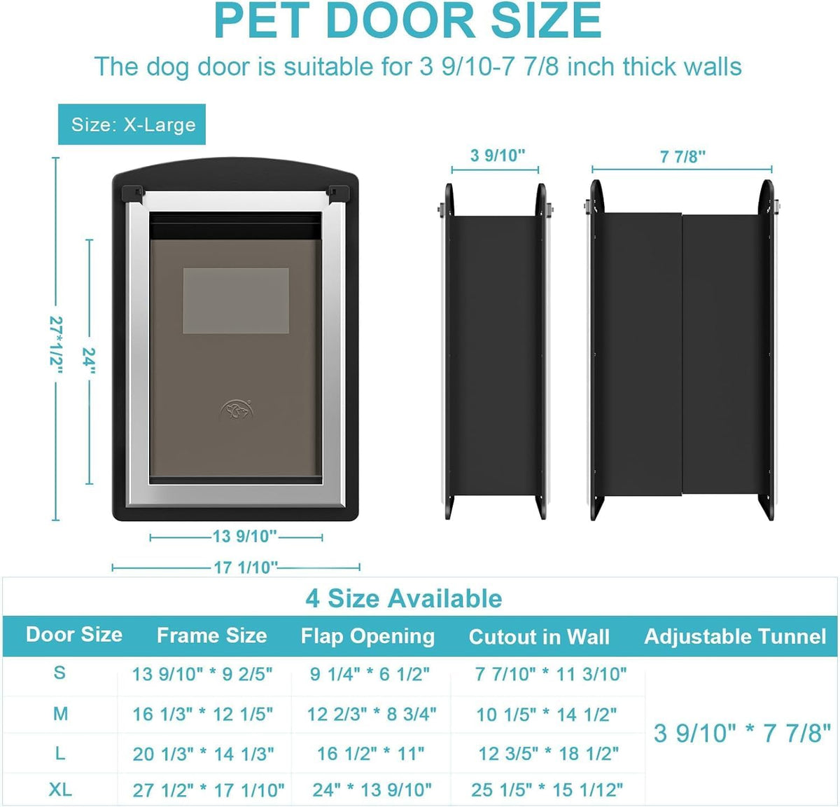ClawJaw Small Exterior Wall Steel Cat Door for Wall – Essentials for Cats - Black / X-Large - image 2