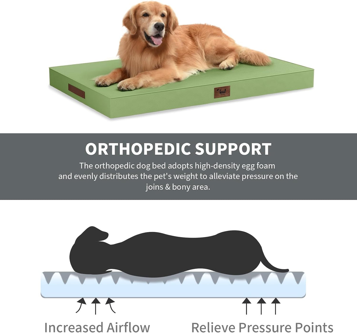 Outdoor Waterproof Orthopedic Dog Bed for Large Dogs – Essentials for Dogs - Light Green / 36.0"L x 27.0"W x 3.0"Th - image 3