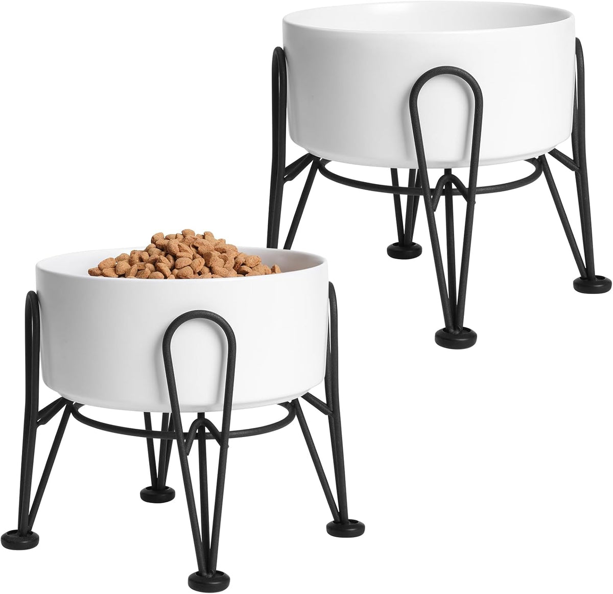 Elevated Dog Bowls, Ceramic Raised Dog Bowl Set with Anti-Slip and Non-Tip Metal Stand, 2 Pack Pet - White / 3.6 Cups | 2 Pack | For Medium Dogs