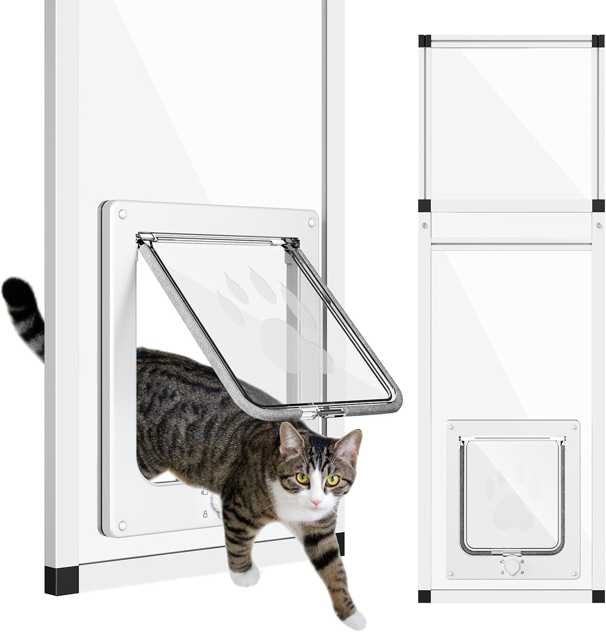 Sliding Cat Door for Window, Fits 32"-37" Width Window - White / Fit Window: 31"-42" Height