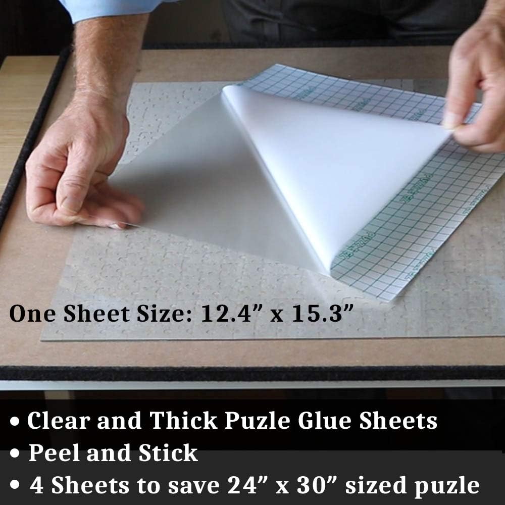 Puzzle Glue Sheets Clear Extra Large Puzzle Saver Peel and Stick - 4 Sheets - image 3
