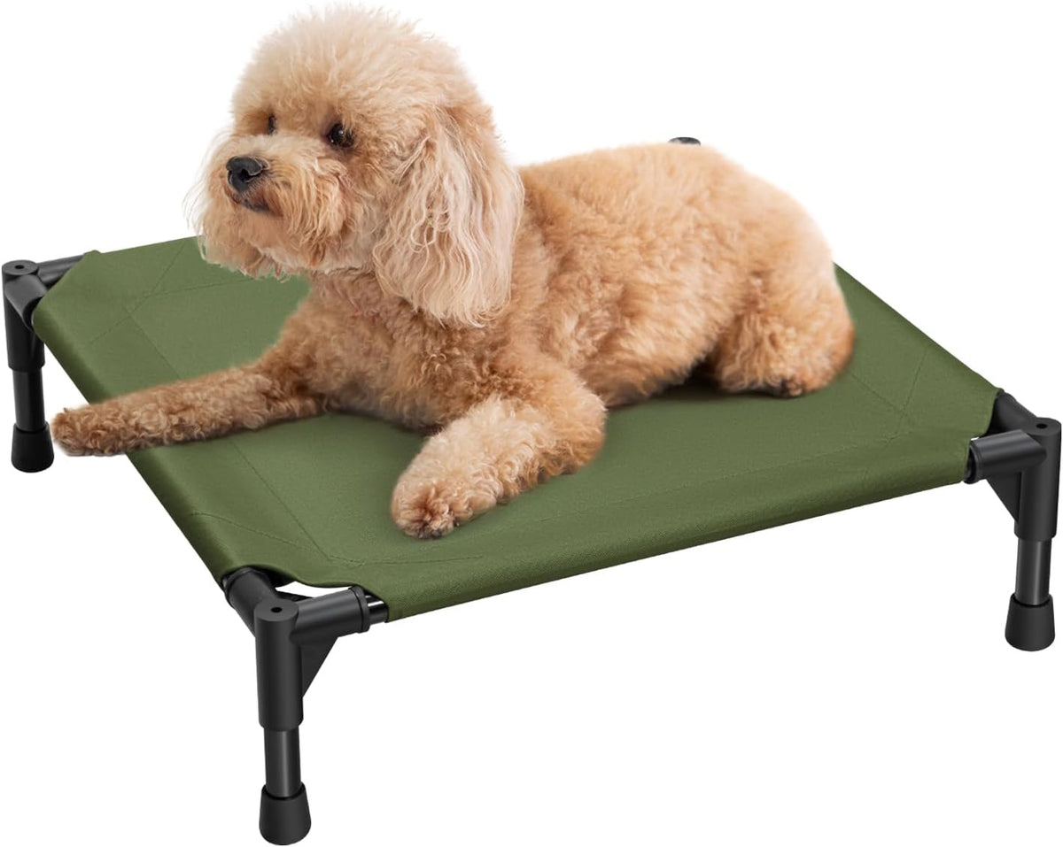 Love&go Elevated Dog Bed with Metal Frame - S - Olive Green / Small-18.5x18.5x5.5 inch - image 2